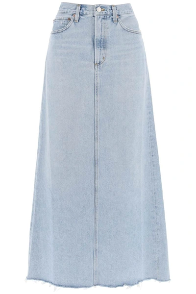 Shop Agolde Hilla Maxi Skirt In Denim In Blue