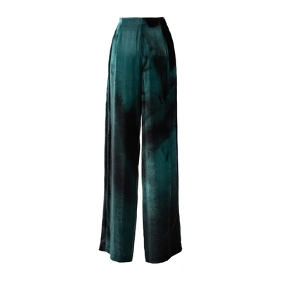 Shop Alberta Ferretti Green Print Velvet Pants
