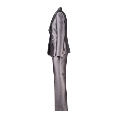 Alberta Ferretti Mikado Suit In Gray