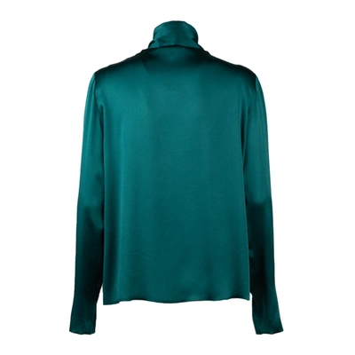Alberta Ferretti Satin Blouse With Lavalliere Collar In Green