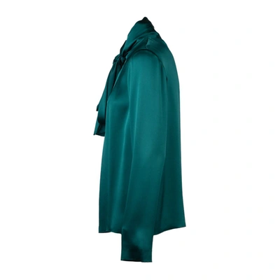 Alberta Ferretti Satin Blouse With Lavalliere Collar In Green