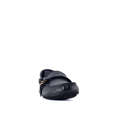 Shop Alexander Hotto Navy Blue Leather Strap Loafer