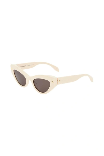Shop Alexander Mcqueen 'spike Studs' Sunglasses In White
