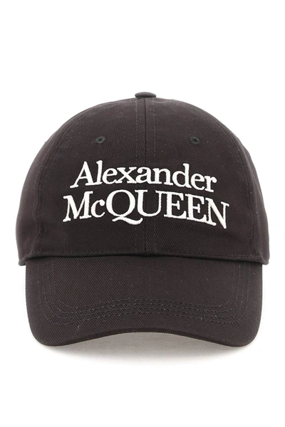 Shop Alexander Mcqueen Baseball Cap With Embroidery In Black