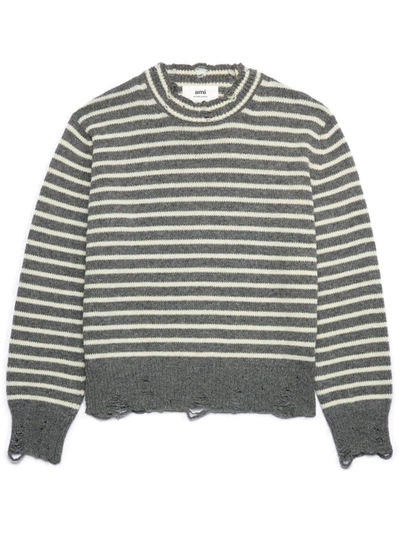 Shop Ami Alexandre Mattiussi Ami Sweaters In Grey