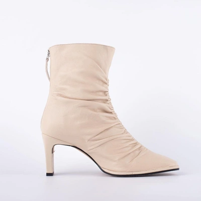 Shop Angel Alarcon Cream Curled Leather Ankle Boot In White