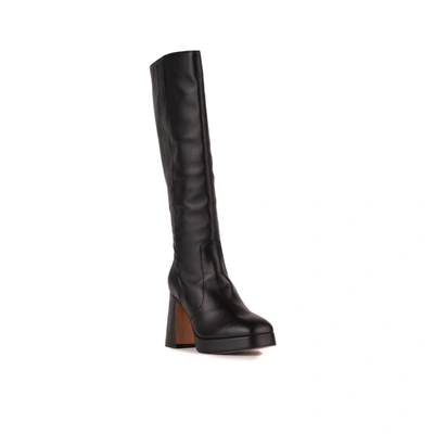 Shop Angel Alarcon Leather Boot With Wide Heel And Platform In Black