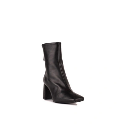 Shop Angel Alarcon Leather Ankle Boots With Square Toe Wide Heel And Zipper In Black