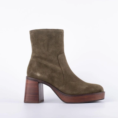 Shop Angel Alarcon Olive Suede Ankle Boot In Brown, Green