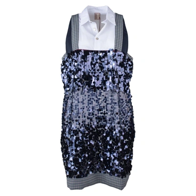 Shop Antonio Marras Blue Sequin Patchwork Dress