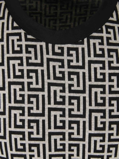 Shop Balmain Monogram T-shirt In Black And White