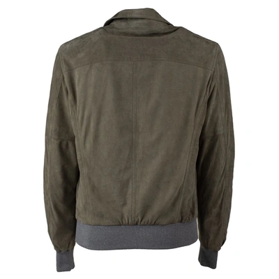 Shop Barba Sage Suede Leather Jacket In Green