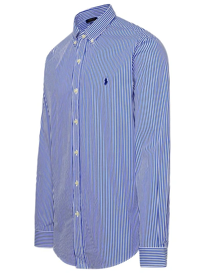 Shop Polo Ralph Lauren Blue Stretch Cotton Shirt