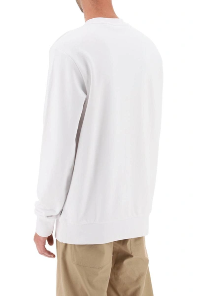 Shop Hugo Boss Boss Logo Print Sweatshirt In White