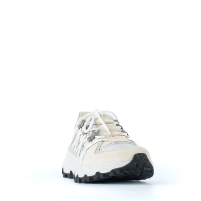Shop Brunello Cucinelli Leather And Fabric Sneakers With Monile Details In White
