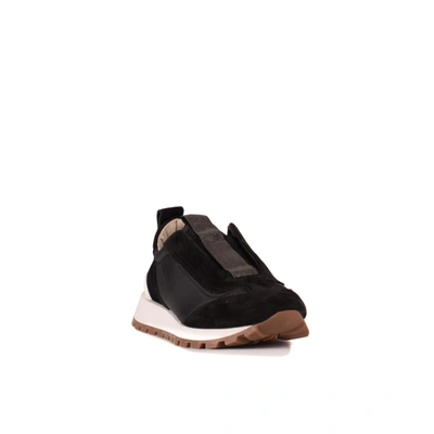 Shop Brunello Cucinelli Suede And Techno Fabric Runners With Precious Detail In Black