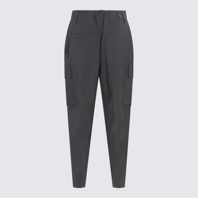 Shop Brunello Cucinelli Dark Grey Wool Blend Tropical Cargo Trousers