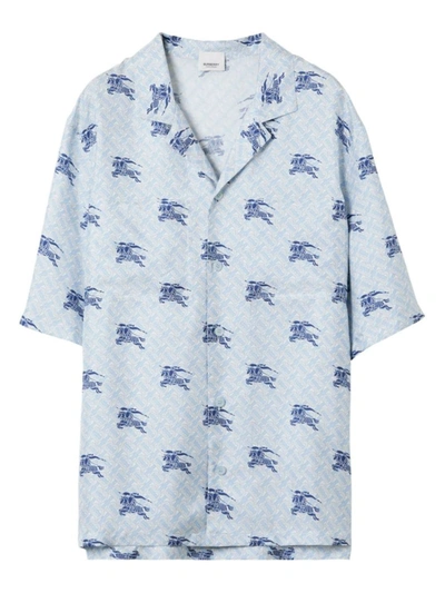 Shop Burberry Shirts In Navy Ip Pattern