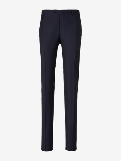 Shop Canali Wool Suit In Navy