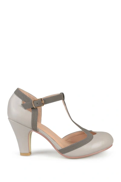 Journee Collection Journee Olina T-strap Pump In Grey