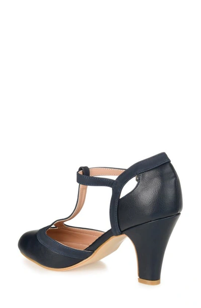 Journee Collection Olina T-strap Pump In Navy