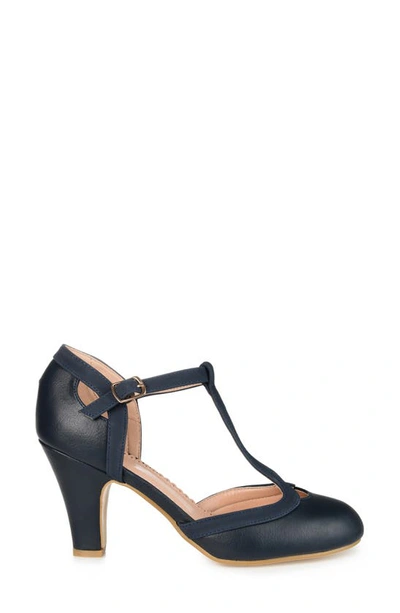 Journee Collection Olina T-strap Pump In Navy