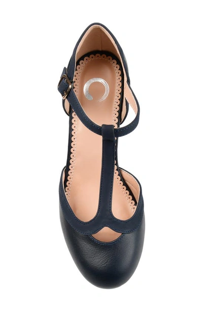 Journee Collection Olina T-strap Pump In Navy