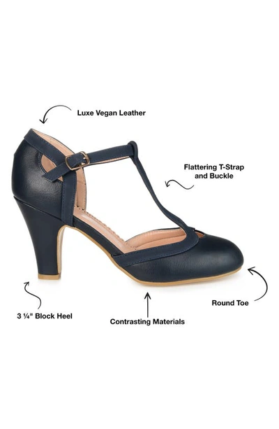Journee Collection Olina T-strap Pump In Navy