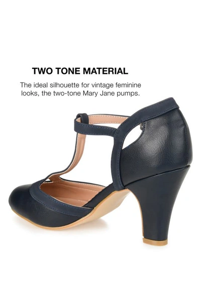 Journee Collection Olina T-strap Pump In Navy