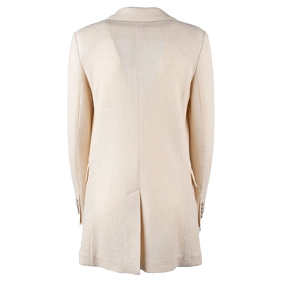 Shop Circolo 1901 Mixed Fabric Double-breasted Jacket In Beige