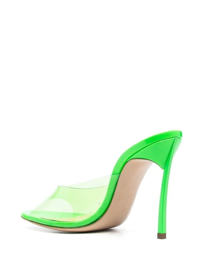 Casadei Green Transparent Peep Toe Sandals In Polyurethane Woman In Green