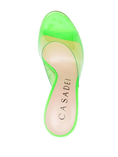 Casadei Green Transparent Peep Toe Sandals In Polyurethane Woman In Green