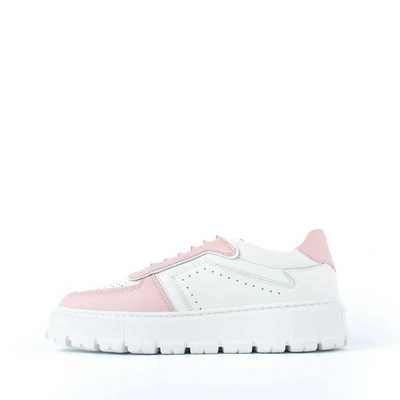 Shop Copenhagen Two-tone Leather Sneakers Pink Details In White, Pink