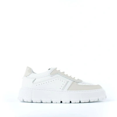 Shop Copenhagen Two-tone Leather Sneakers With Beige Details In White