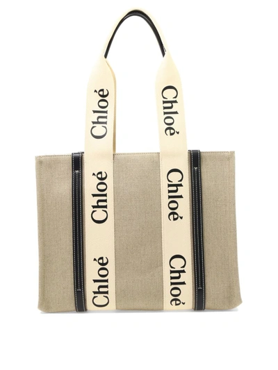 Shop Chloé "woody Medium" Shoulder Bag In Brown