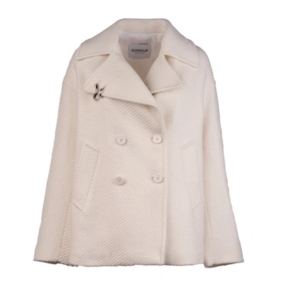 Shop Dondup Double-breasted Cloth Peacoat In White