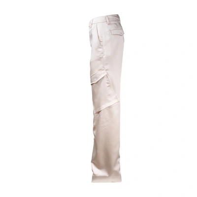 Dondup Loose Pants In Satin In White