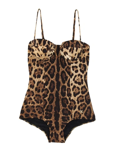 Shop Dolce & Gabbana Animalier One-piece Swimsuit In Multicolour