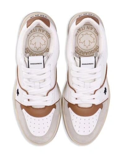 Shop Dsquared2 Spiker Leather Sneakers In Brown