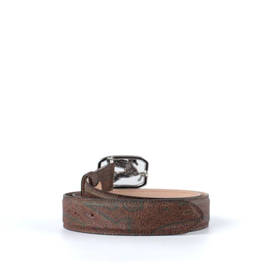 Shop Etro Arnica Leather Belt In Brown