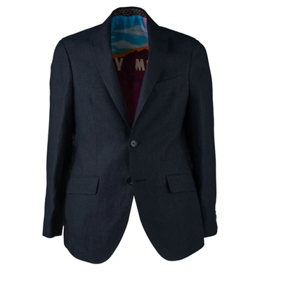Shop Etro Blue Jacket With Patterned Inner Lining