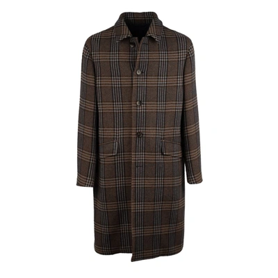 Shop Etro Long Striped Coat In Brown