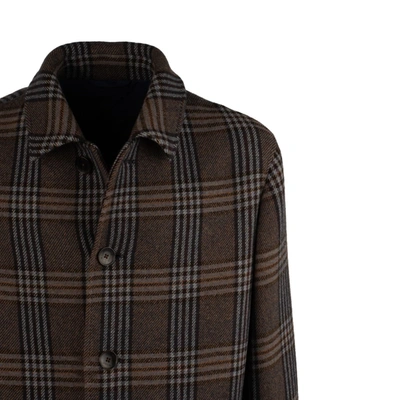 Shop Etro Long Striped Coat In Brown