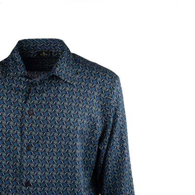 Shop Etro Tie Print Shirt In Blue