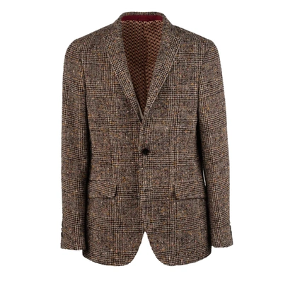 Shop Etro Wool Jacket With Check Workmanship In Brown