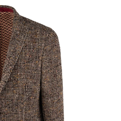 Shop Etro Wool Jacket With Check Workmanship In Brown