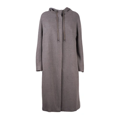 Shop Fabiana Filippi Hooded Coat In Gray