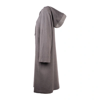 Shop Fabiana Filippi Hooded Coat In Gray