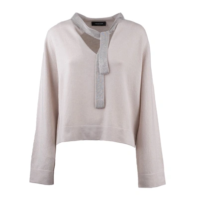 Shop Fabiana Filippi Sweater With Monile Scarf In White
