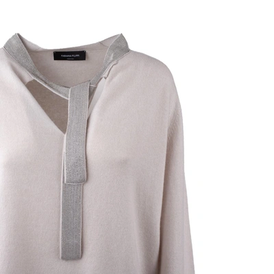 Shop Fabiana Filippi Sweater With Monile Scarf In White